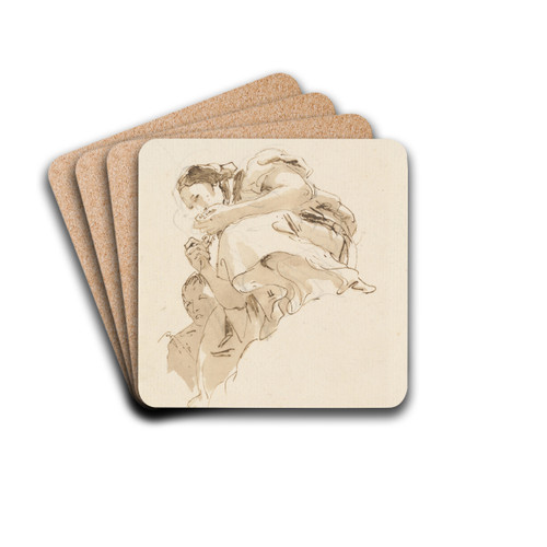 Crouching Woman with a Boy Behind Her by Giovanni Battista Tiepolo Drink Coasters - set of 4