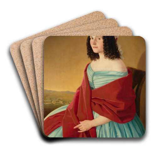 Portrait of Mria Szmrecsnyi by Jozef Boetech Klemens Art Drink Coaster set