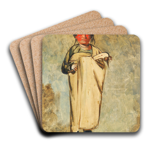 Kw-Kaw-Ne-Cho-A, a Brave by George Catlin Art Drink Coaster set