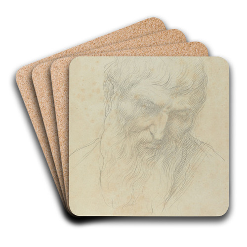 Head of a Man with Curly Hair and Beard by Alphonse Legros Art Drink Coaster set