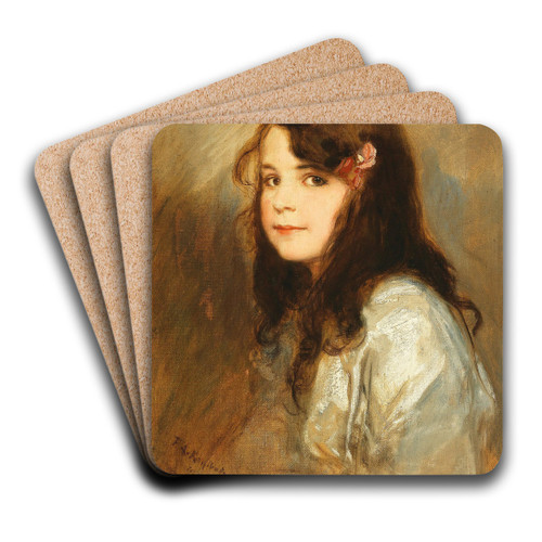 Portrait of Daughter Hedda by Friedrich August von Kaulbach Art Drink Coaster set