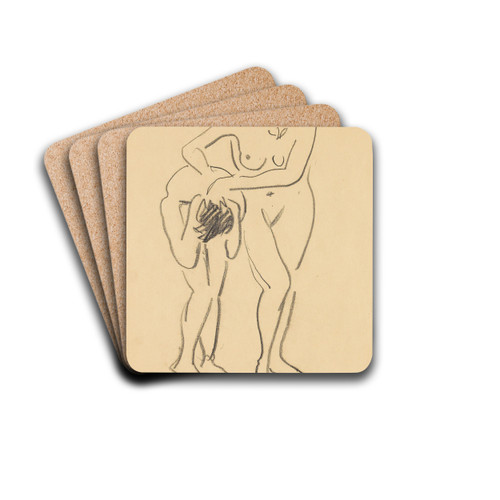Zwei Akte by Ernst Ludwig Kirchner Drink Coasters - set of 4