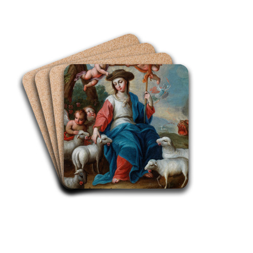 The Divine Shepherdess by Miguel Cabrera Drink Coasters - set of 4