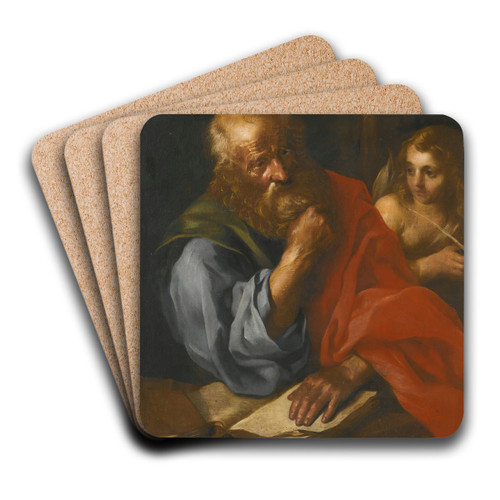 An Apostle, Probably Saint Matthew, With An Angel by Bolognese School Art Drink Coaster set