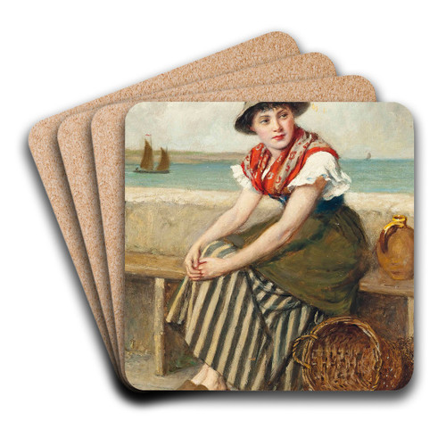 Waiting for the boats by Haynes King Art Drink Coaster set