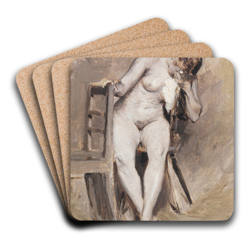 Weiblicher Akt im Atelier by Koloman Moser Art Drink Coaster set Weiblicher Akt im Atelier by Koloman Moser Art Drink Coaster set