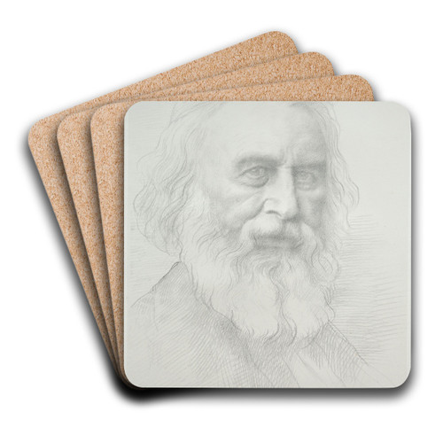 Portrait of Henry Wadsworth Longfellow (2nd Plate) by Alphonse Legros Art Drink Coaster set