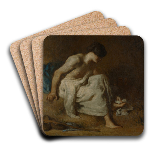 TheBather by Jean-Franois Millet Art Drink Coaster set TheBather by Jean-Franois Millet Art Drink Coaster set