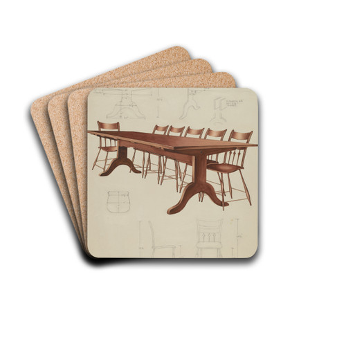 Shaker Dining Table and Chairs by Lon Cronk Drink Coasters - set of 4