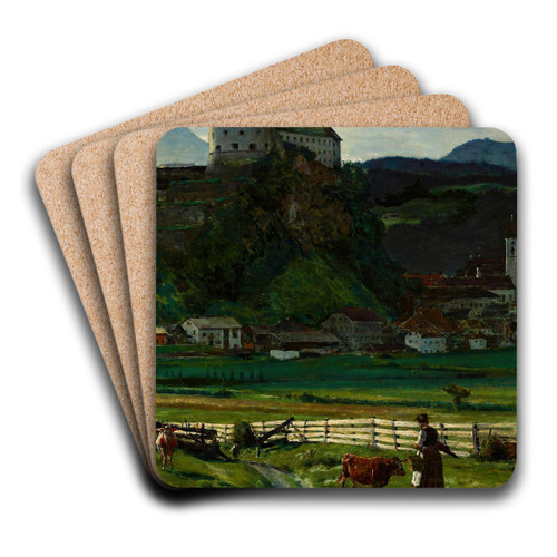 View of the Kufstein Fortress vicinity by Aleksander Gierymski Art Drink Coaster set