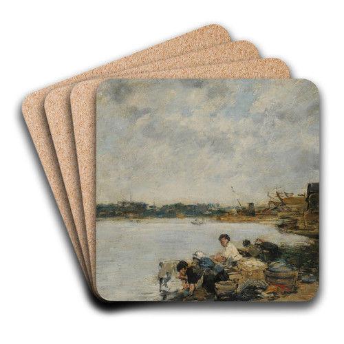 La Touques, le matin by Eugne Boudin Art Drink Coaster set La Touques, le matin by Eugne Boudin Art Drink Coaster set