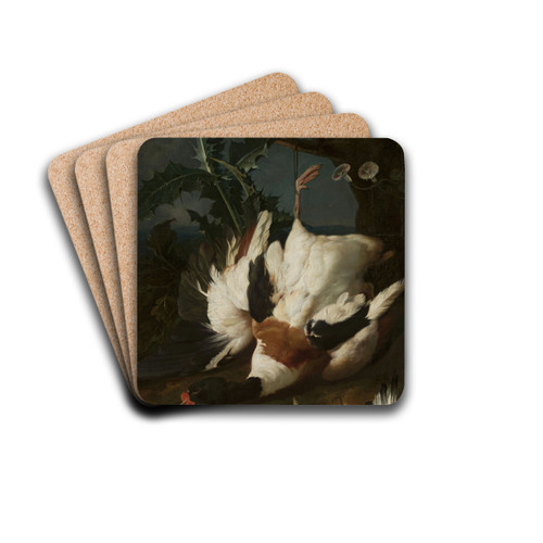 Dead drake by Jan Weenix Drink Coasters - set of 4 Dead drake by Jan Weenix Drink Coasters - set of 4