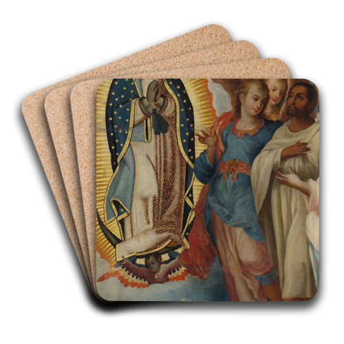 Virgen De Guadalupe Con Juan Diego by Mexican School Art Drink Coaster set