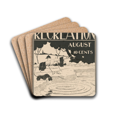 Recreation for August by Henry Summer Watson Drink Coasters - set of 4