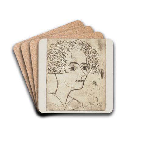 Der Kopf der Tnzerin (Mary Wigman) by Ernst Ludwig Kirchner Drink Coasters - set of 4