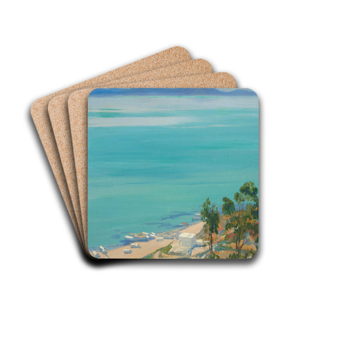The Bay of Tunis, Morning by Sir John Lavery Drink Coasters - set of 4 The Bay of Tunis, Morning by Sir John Lavery Drink Coasters - set of 4