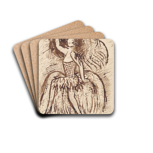 Dancer by Tadeusz Makowski Drink Coasters - set of 4 Dancer by Tadeusz Makowski Drink Coasters - set of 4