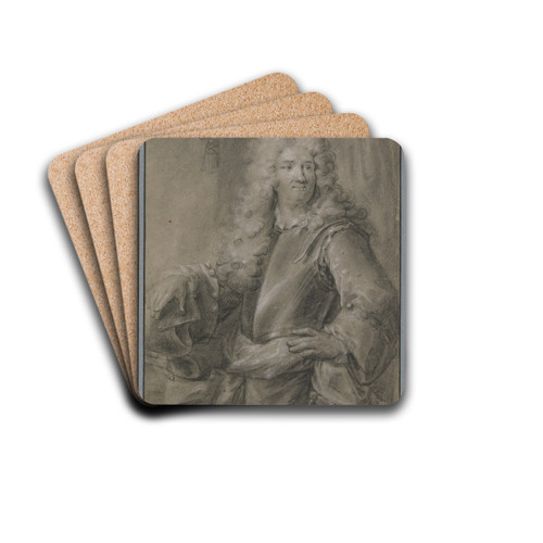 Kniestck eines Mannes mit Allongepercke und Brustharnisch by Robert Tournires Drink Coasters - set of 4 Kniestck eines Mannes mit Allongepercke und Brustharnisch by Robert Tournires Drink Coasters - set of 4