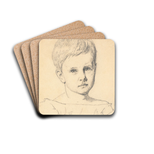 Portrt af Sophie Frimodt som barn by Christen Kbke Drink Coasters - set of 4