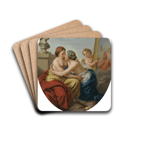 The union of painting and sculpture by Louis-Jean-Franois Lagrene Drink Coasters - set of 4