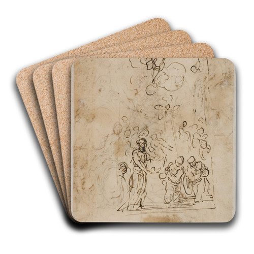 Tre figurer, der dbes by Jacopo Palma il Giovane Art Drink Coaster set