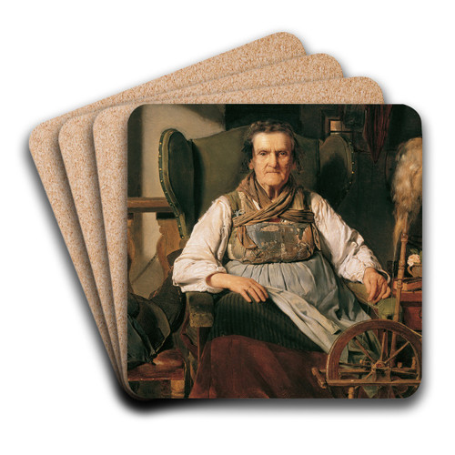 Eine Ramsauer Buerin am Spinnrad by Franz Eybl Art Drink Coaster set