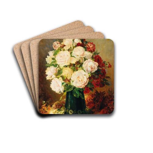 Rosen in Vase by Ferdinand Wagner Jnr. Drink Coasters - set of 4