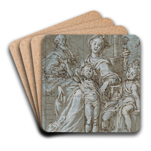 Holy Family with the Infant St. John the Baptist by Gregorio Pagani Art Drink Coaster set