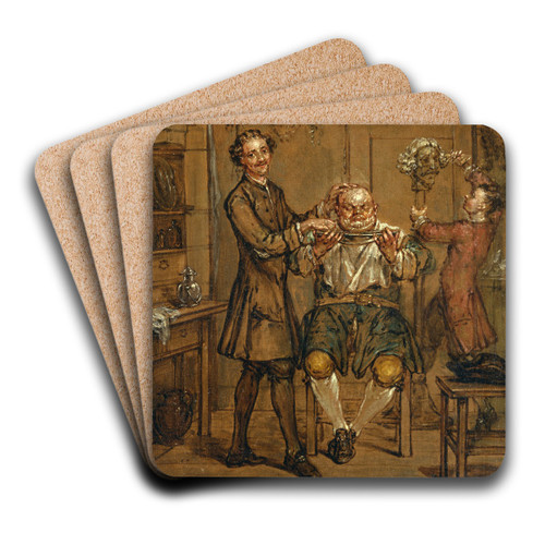 The Barber by Marcellus Laroon the Younger Art Drink Coaster set The Barber by Marcellus Laroon the Younger Art Drink Coaster set