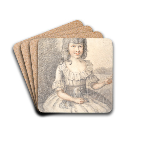 Portrt af en lille pige med en hund by Jens Juel Drink Coasters - set of 4