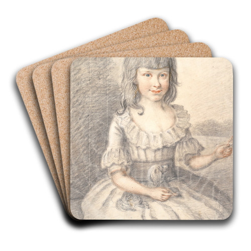 Portrt af en lille pige med en hund by Jens Juel Art Drink Coaster set