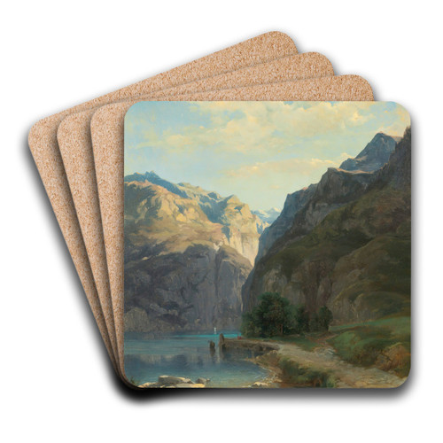 L'axenstrasse (Lac Des Quatre-Cantons) by Alexandre Calame Art Drink Coaster set