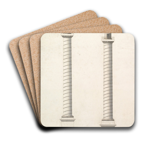 Elevation of Column of Antoninus Pius and Elevation of Column of Trajan by Antonio Maria Visentini Art Drink Coaster set Elevation of Column of Antoninus Pius and Elevation of Column of Trajan by Antonio Maria Visentini Art Drink Coaster set