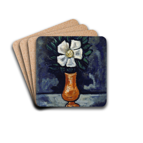 White Flower by Marsden Hartley Drink Coasters - set of 4 White Flower by Marsden Hartley Drink Coasters - set of 4