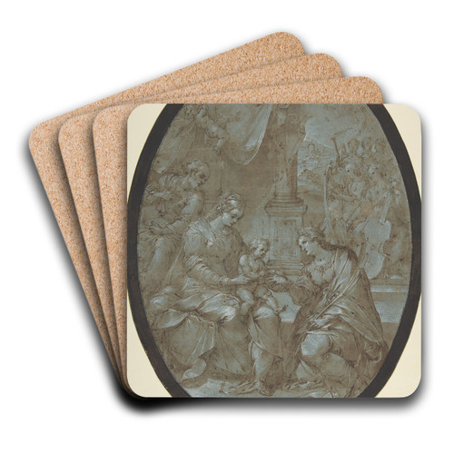 The Mystic Marriage of Saint Catherine of Alexandria by Avanzino Nucci Art Drink Coaster set