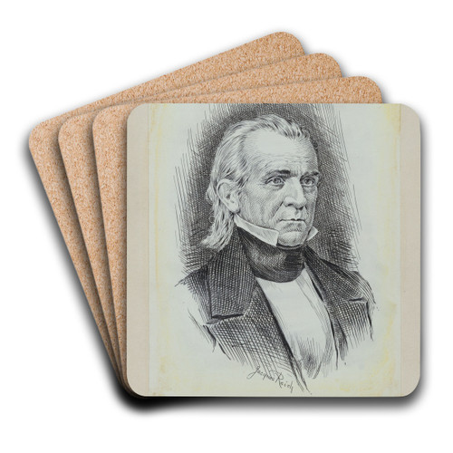 James K. Polk by Jacques Reich Art Drink Coaster set