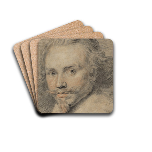 Portrait of a Man by Pieter Claesz Soutman Drink Coasters - set of 4 Portrait of a Man by Pieter Claesz Soutman Drink Coasters - set of 4