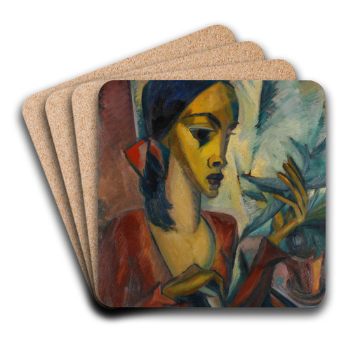 Annemarie I (Am Fenster) by Dorothea Maetzel-Johannsen Art Drink Coaster set