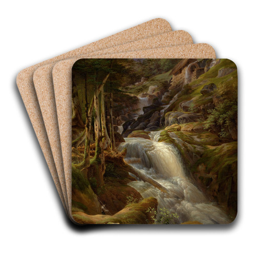 Der Triberger Wasserfall by Carl Ludwig Frommel Art Drink Coaster set