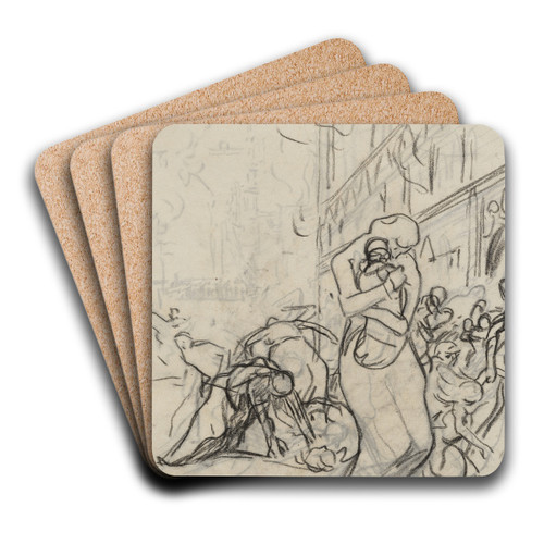 L'Incendie de Louvain by Auguste Louis Lepre Art Drink Coaster set