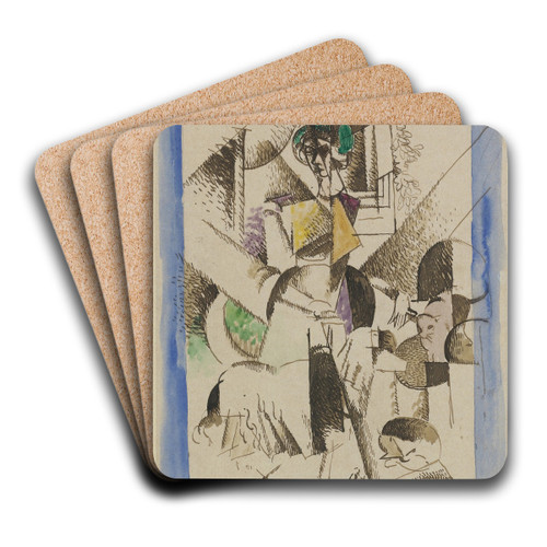Portrait cubiste by Albert Gleizes Art Drink Coaster set Portrait cubiste by Albert Gleizes Art Drink Coaster set