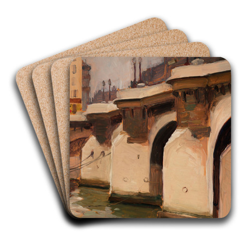 Pont Neuf in Paris by Aleksander Gierymski Art Drink Coaster set