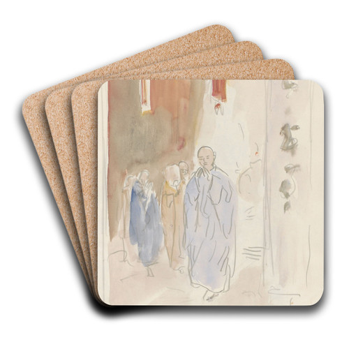 Boeddhistische monniken bij een zuil by Marius Bauer Art Drink Coaster set