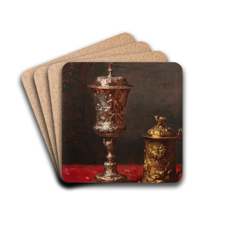 Still-life with tankard and covered cup by Jean-Baptiste Robie Drink Coasters - set of 4