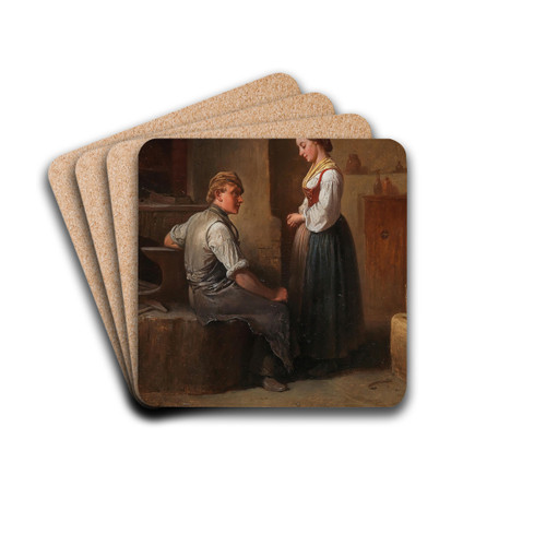 A Visit To The Smithy by Friedrich Friedlnder Drink Coasters - set of 4