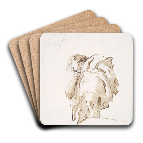 Standing male figure seen obliquely frombelow by Giovanni Battista Tiepolo Art Drink Coaster set