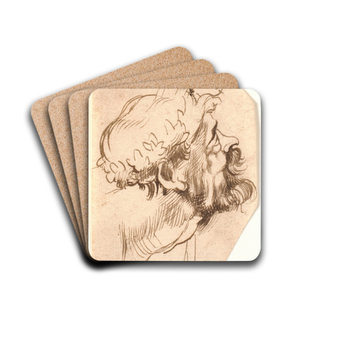 Head of a man by Anthony van Dyck Drink Coasters - set of 4