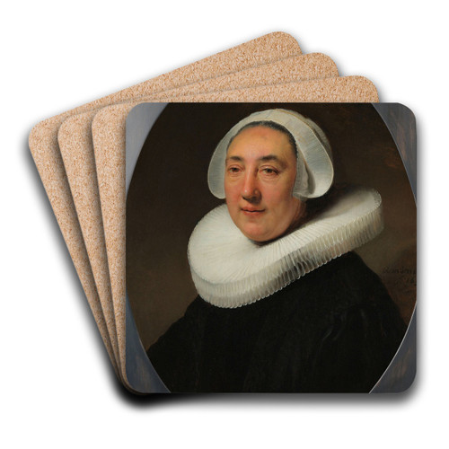 Portrait of Haesje Jacobsdr van Cleyburg by Rembrandt van Rijn Art Drink Coaster set
