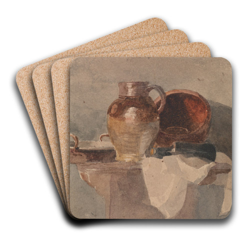 Still Life with a Jug and Copper Pan by Peter DeWint Art Drink Coaster set Still Life with a Jug and Copper Pan by Peter DeWint Art Drink Coaster set