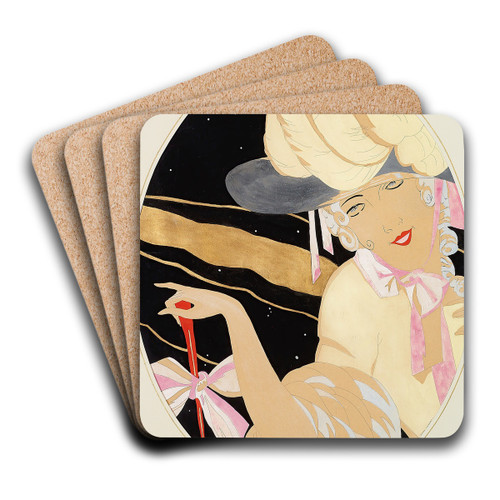 Femme lgante by Gerda Wegener Art Drink Coaster set